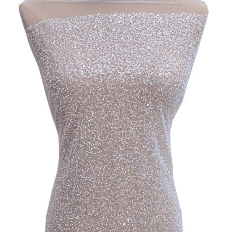 New High-end Luxury Sequins Embroidery Lace Beaded Wedding Dress Fabric Big Brand Same Style DIY Accessories Accessories