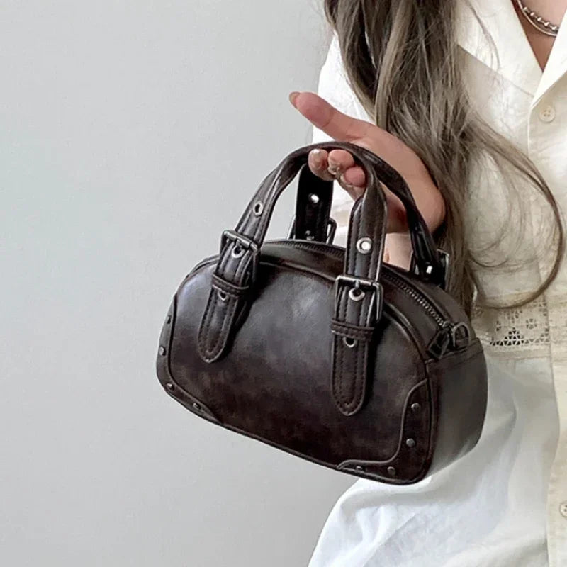 Retro Design Women's Shoulder Bag Solid Color Female Crossbody Bags Soft PU Leather Ladies Handle Clutch Tote Purse Handbags