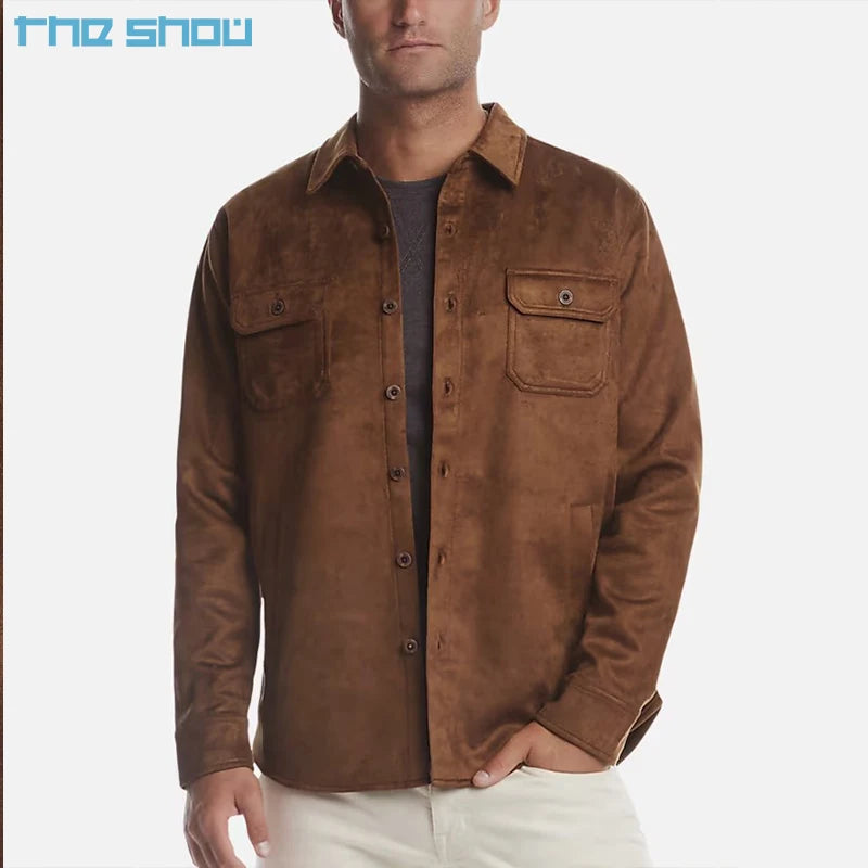 Hot Sale Custom Spring Autumn Men's Trucker Jacket Weatherproof Vintage Classic Fit Brushed Unlined Sueded Shirt Jacket