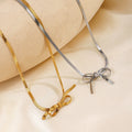 Hypoallergenic Popular Stainless Steel Bow Knot Pendant Necklaces Pvd Plating Jewelry for Women