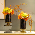 Nordic Coastal Glass Electroplating Gold-plated Vase Soft Decoration Light Luxury Flower Arrangement Table Decoration Crystal