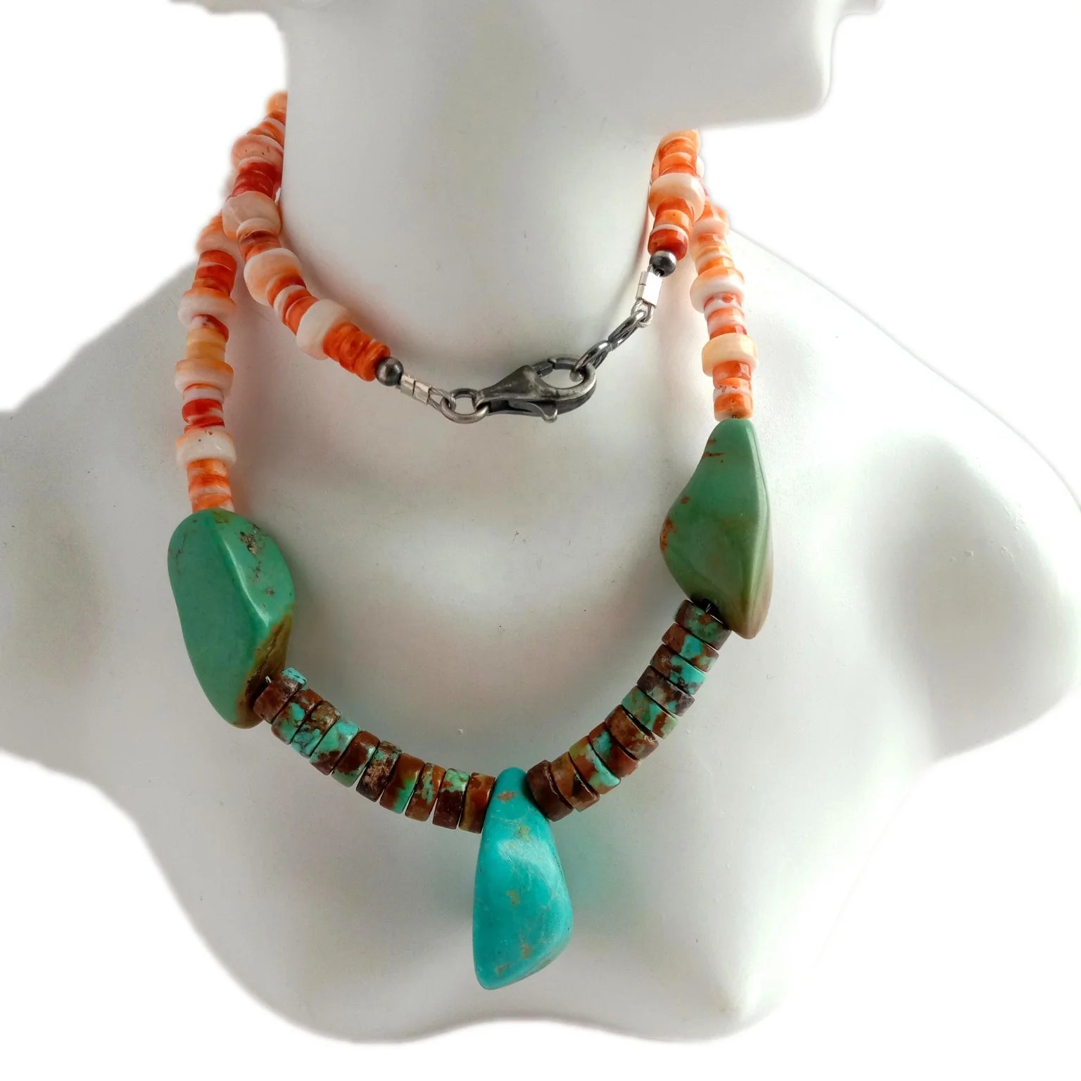 Natural blue Turquoise and spiny 925 Sterling Silver gemstone accompany Pendant Necklace