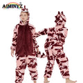 Wholesale 2023 Hot Sale Thermal Polar Flannel Spring Autumn Winter Women Cartoon Animal Hooded Onesie Pyjamas Camouflage Pink