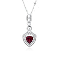YBO Trendy Natural Garnet CZ 925 Sterling Silver Necklace Trillion Stone Shield Pendants for Women for Weddings