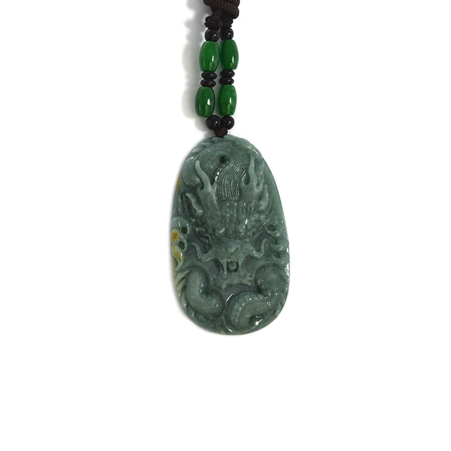 Natural Emerald Gemston Jadeite Jade  Carved Chinese Character Pendants