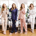 Factory Custom Wholesale Long Sleeve Sleep Nightwear Contract Stripe Women 2Pieces Set Pajamas Sleepwear