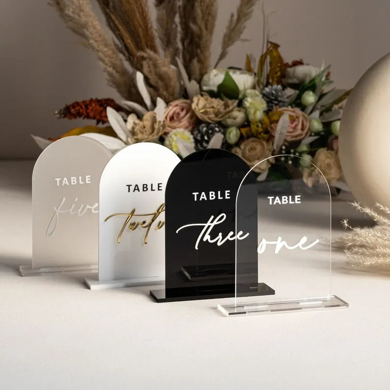 5*7 Black clear Frosted White clear Rectangle Arched Acrylic Sheets Table Number Sign Wedding Place Card Holder