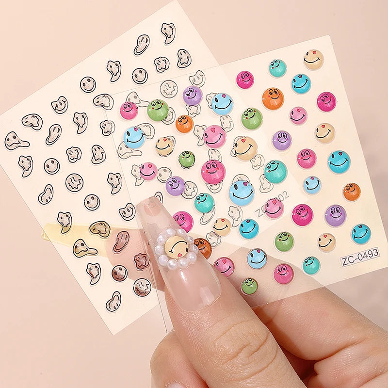 Distorted Smile Face Design Expression Nail Art Stickers Decorations Nail Decals