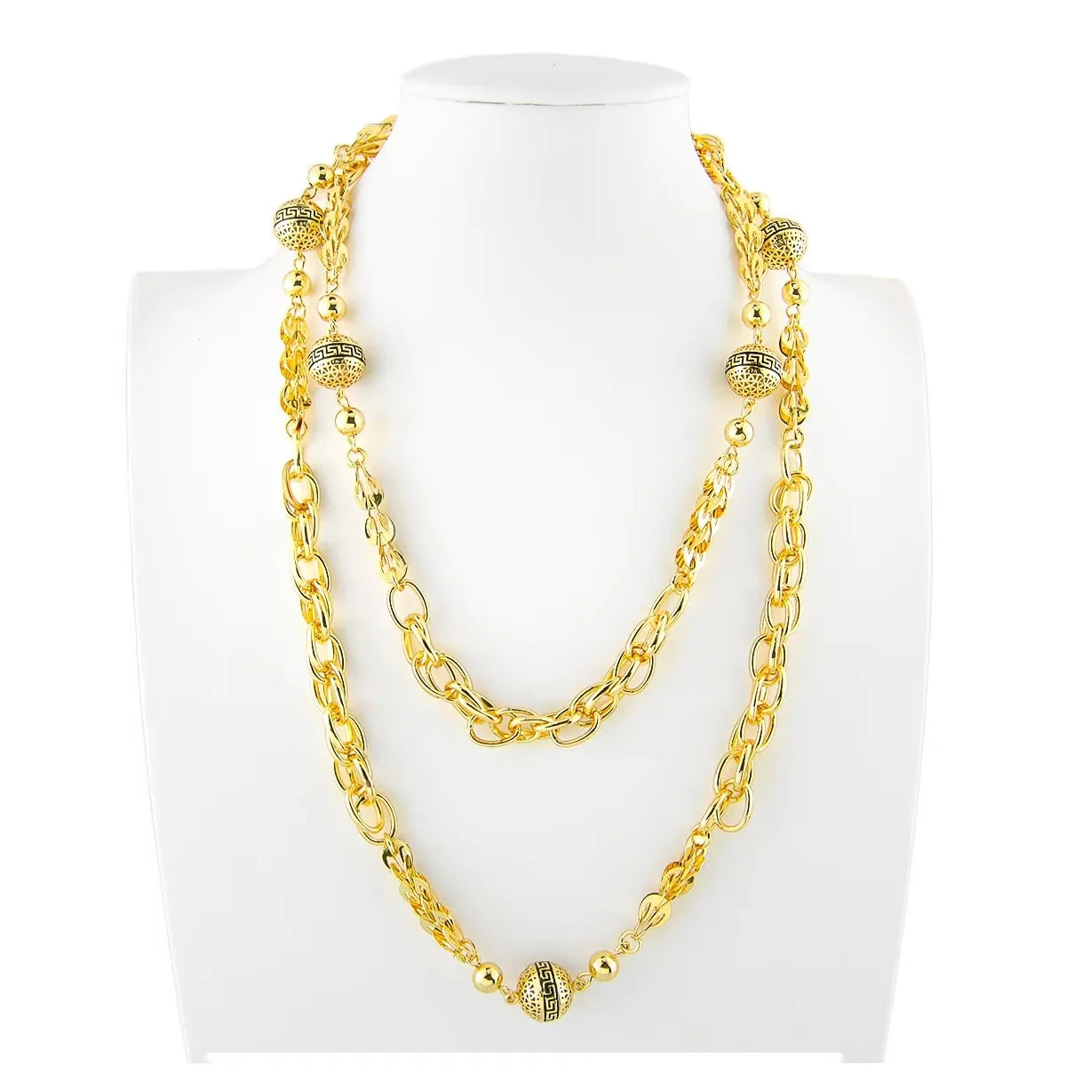 Pig Nose Brass Plated 18K Gold Zircon Link Chain Trendy Pendant Necklace