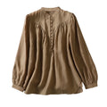 Classical Oriental Beauty Spring/Summer New Style Temperament Standing Neck Lantern Sleeve Shirt Silk Long Sleeve Shirt