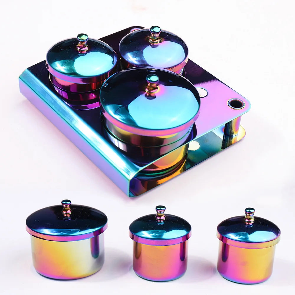 3pcs Set Stainless Steel Nail Dappen Dish New Design Gold Colored Nail Removal Water Container Nail Washing Cup Beauty Supplies