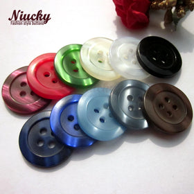 Niucky 15mm / 20mm Classic Foundation 4-Holes Broad Edge Resin Pearlescent Washable Flatback Coat Suit Buttons Uniforms
