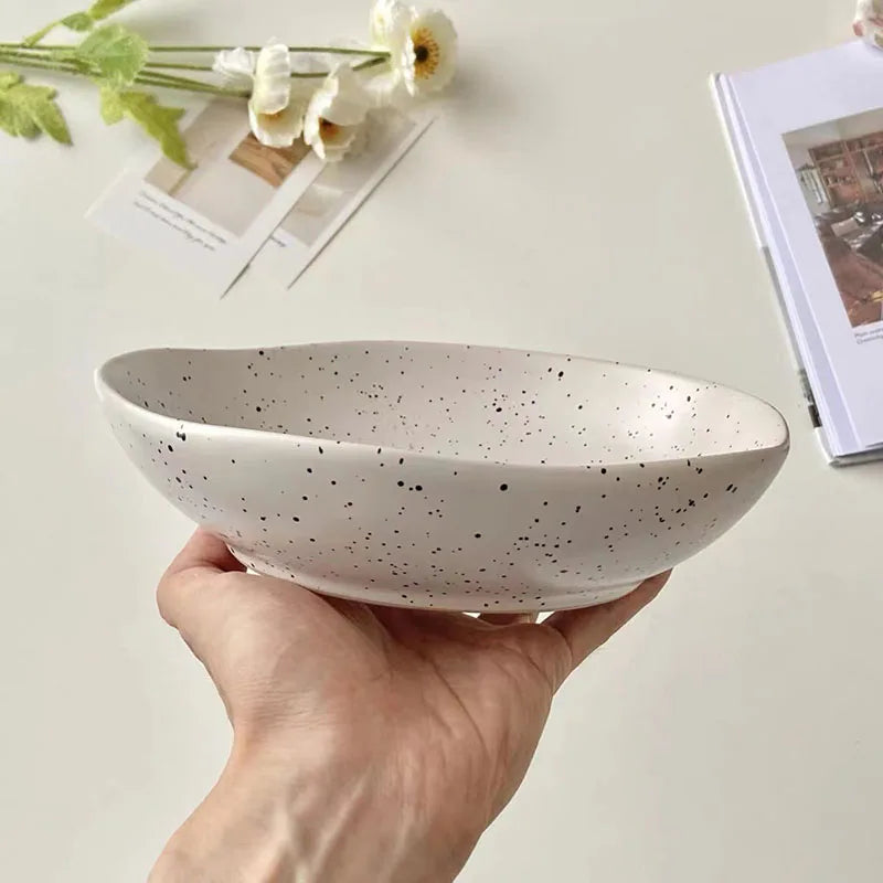 Solhui  Nordic Splash Ink Irregular Ceramic Deep Soup Plate Creative Ins Ceramic Fruit Plate