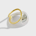 Chunky S925 Sterling Silver Open Adjustable Water Drop Geometric Shape Fashion Rings for Women