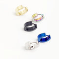 K127 Hot Selling Punk Hip Hop Blue Black Circle Huggie Earrings Stainless Steel Round Hoop Earrings for Men Women Jewelry