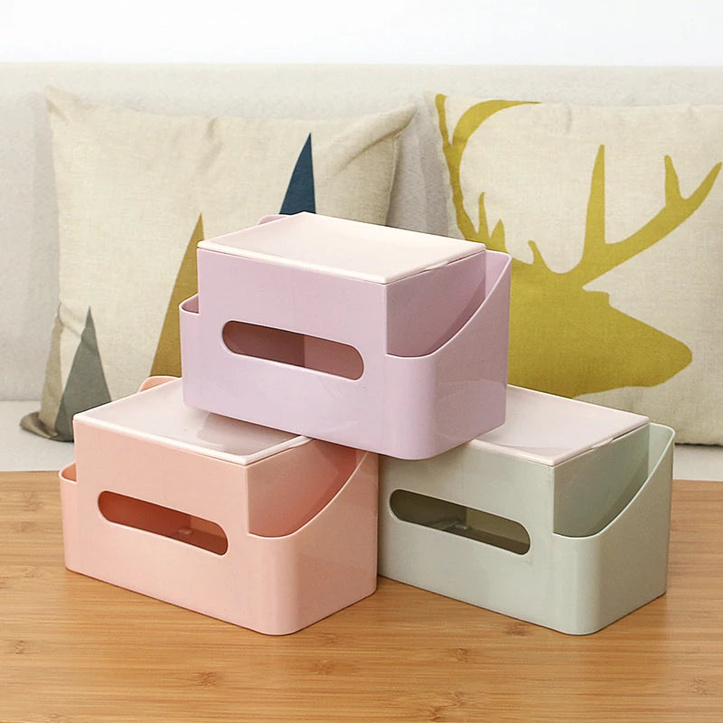 Home Desk Multifunctional Plastic Organizer Storage Tissue Box