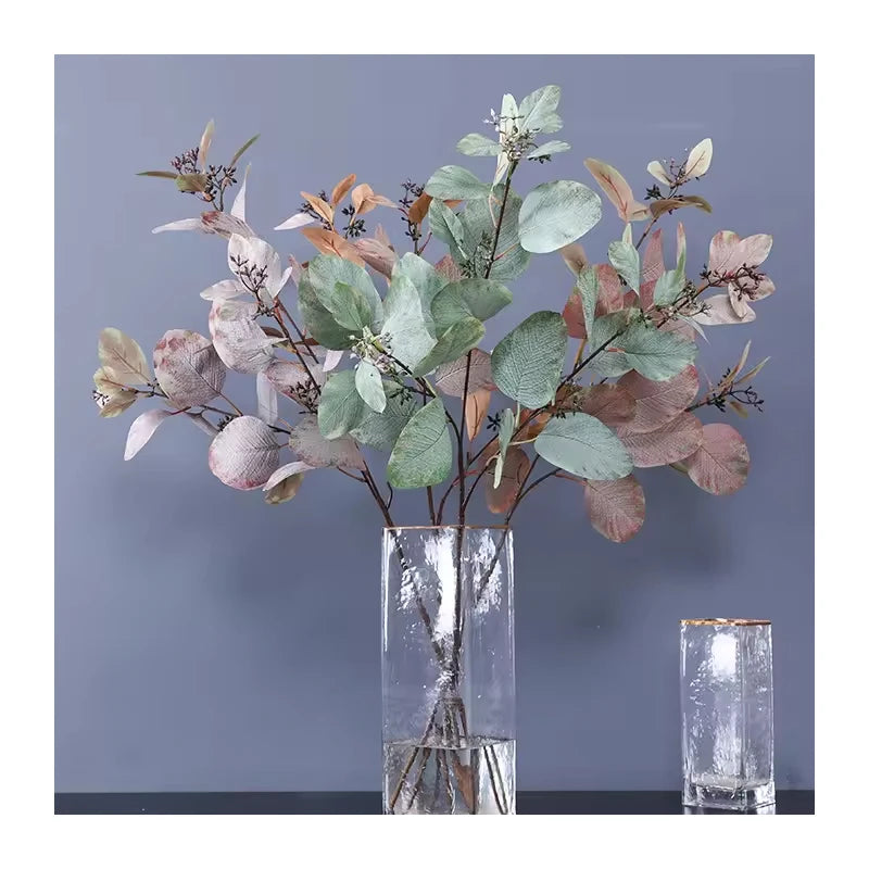 Wholesale 90cm  Length Artificial Eucalyptus Plants Real Touch Grass Plastic Material Artificial Eucalyptus Leaves