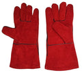 Red Color 5-Finger Cowhide & Cotton Oven Mitts BBQ Mitten Heat Resistant Easily Cleaned for Oven Use
