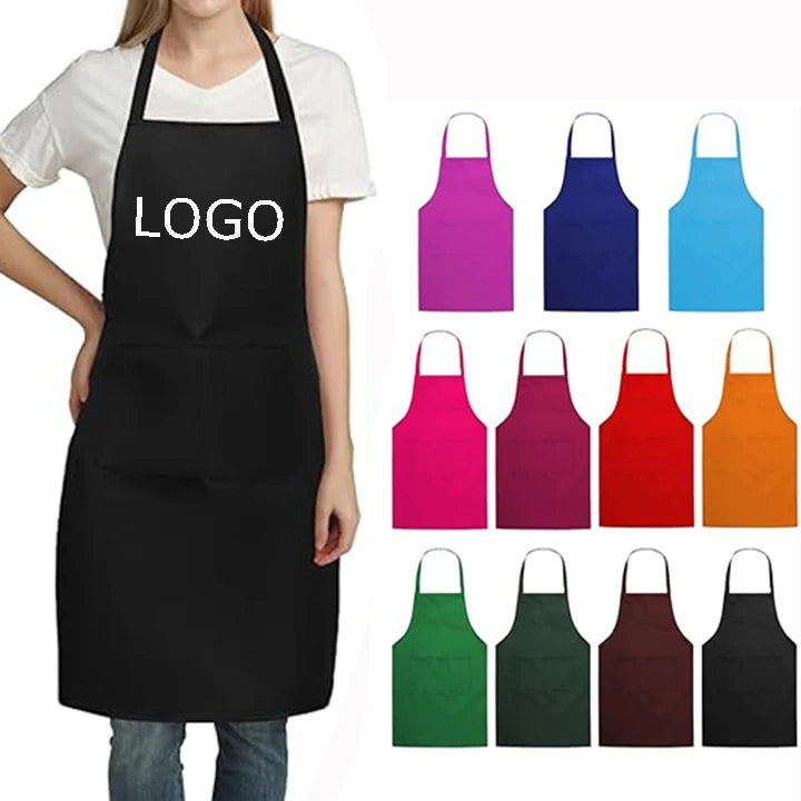 Custom Make Blank Black Red Advertising Polyester Delantal Kitchen Aprons Women Sublimation Purple Chef Restaurant Staff Apron