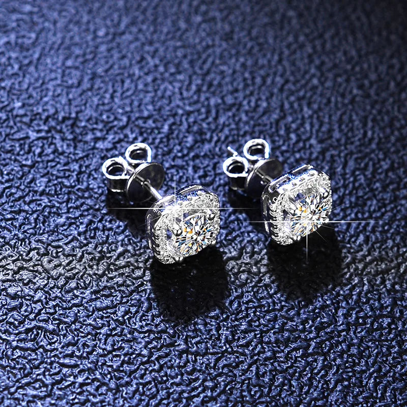 Hot Selling 925 Silver D Color VVS 0.5ct Diamond Moissanite Sterling Silver Stud Round Earrings