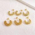 European Fashion Geometric Helix Earrings Hypoallergenic Bamboo Tube Hoop Earrings 18K Gold Plated Conch C Shape Earrings