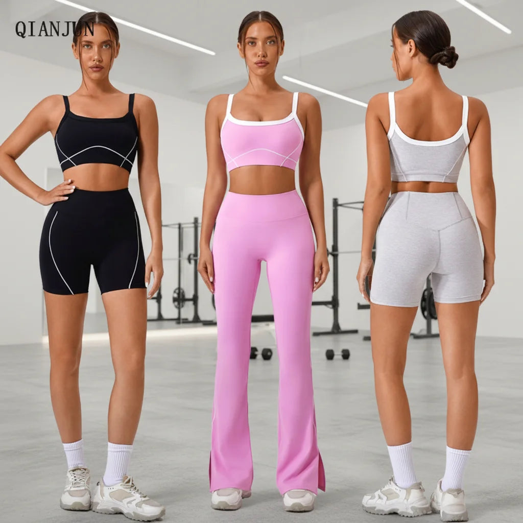 Sports 3 Piece Seamless Wear Gym Fitness Yoga Clothing Activewear Sets Women Sportswear Butt Lift Workout Clothes for Women