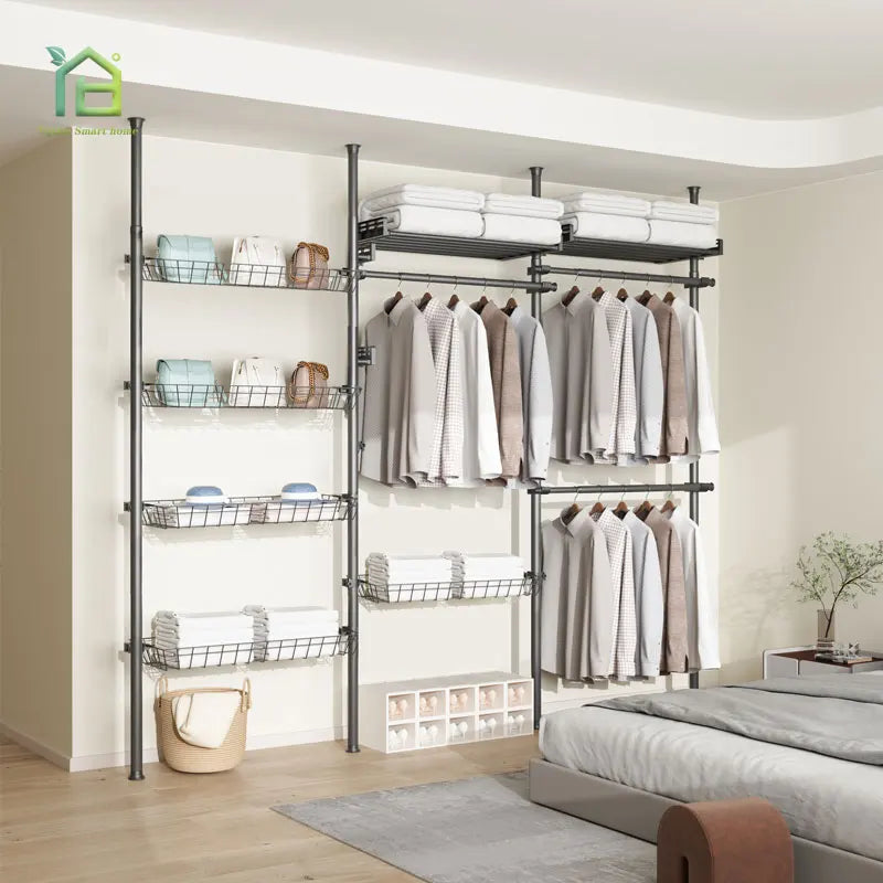 YIJIALE Black White Metal Wardrobes Heavy Organizer Small Display Penderie Systems Demontable Stand Clothing Rack