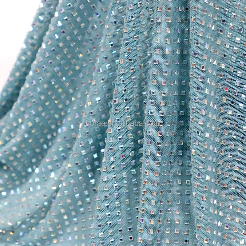 FB003 Factory New square Glass Design Crystal Mesh Fabric 3*3mm Glass Rhinestone Fabric