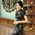 C0141 Elegant Short-sleeved Vintage Wholesale New Long Printed Cheongsam