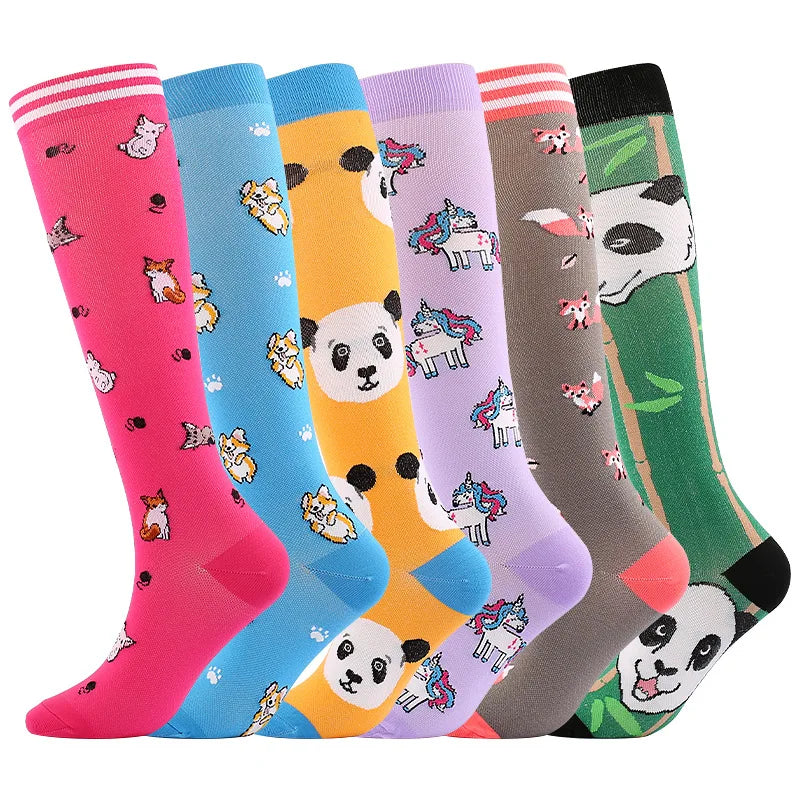 Custom 20-30mmhg Sport Cartoon Socks Panda Running Cycling Nurse Compression Socks