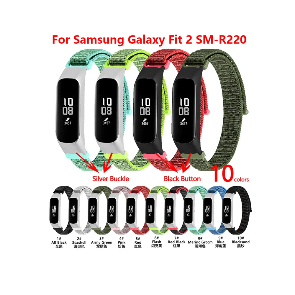 ShanHai Nylon Loop Colorful Sport Bracelet for Samsung Galaxy Fit 2 SM-R220 Watch Band Wrist Strap for Galaxy Fit2