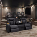 Luxury High-End Modern Multi-Functional Private Theater Sofa Top Grain Leather Fabric Electric Function Customizable for Living