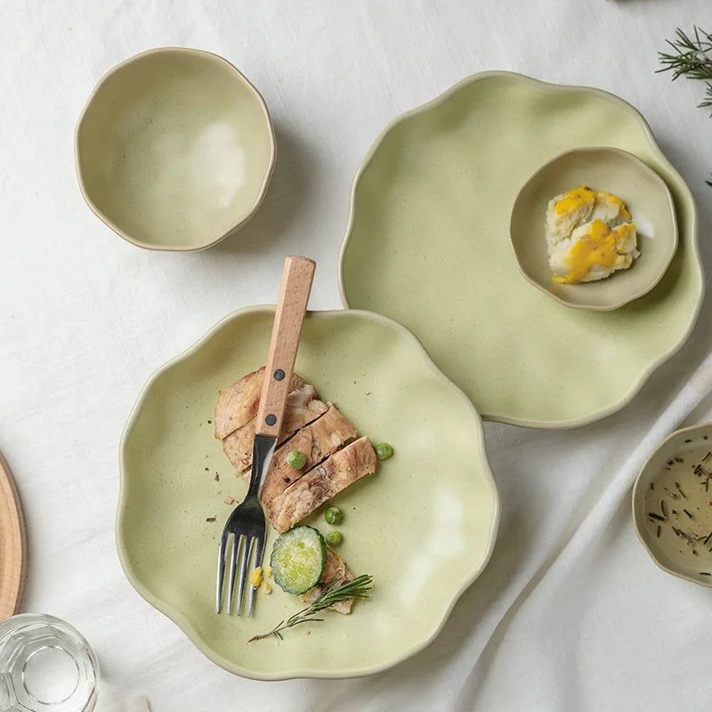 Solhui Ceramic Restaurant Home Vintage Bowl Plate Dinnerware Set Ins Plates