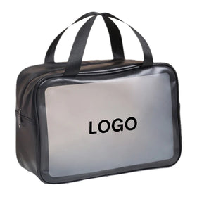 HongFei HF0271 Reclosable Striped Lady Designer Black Frosted Transparent PVC Zipper Cosmetic Makeup Organizer Bag Shenzhen