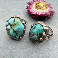 Natural Retro Style New Design Big Natural Stone Finger Rings Turquoise Jewelry Adjustable Antique Bronze Ring for Men Gifts