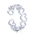 Dylam Vintage Dainty Love Adjustable Opening S925 Sterling Silver Men's and Women's Ring Eternity Heart Shape Ring