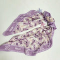 Direct Jet Printing Color Polyester Fruit Print Purple Soft Silkfeeling Square Scarf for Women