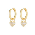 Fine Jewelry Earrings 925 Sterling Silver Heart Earring Heart Zircon Pendant Gold Plated Hoop Earrings for Women