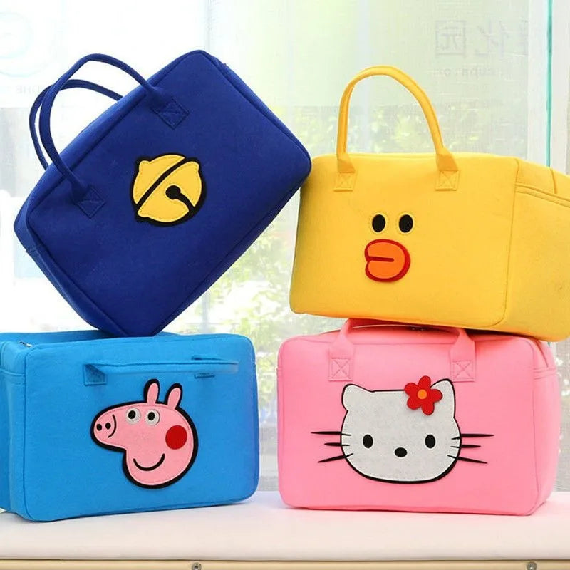 Customizable Large-Capacity Fac Direct Felt Tote Bag Two Handles Cartoon Printed Zipper Portable Shopping Travel Fashion/Sport