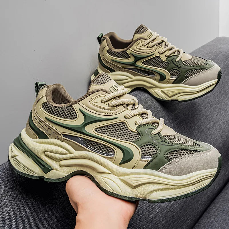 M5582 Factory Wholesale Men's Sneakers Spring New Design Mesh Breathable Sports Shoes Fashion Chunky Shoes Men's Casual Shoes