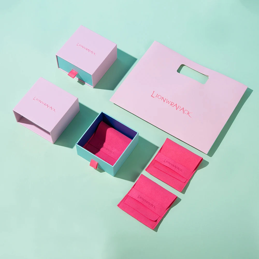 Custom Logo Luxury Sliding Drawer Jewelry Box Set Storage Unique Necklace Jewelry Packaging Box With Pouch Bag