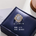 Vintage Palace White Diamond Hollow Brooch Copper Zirconium Crystal Brooch