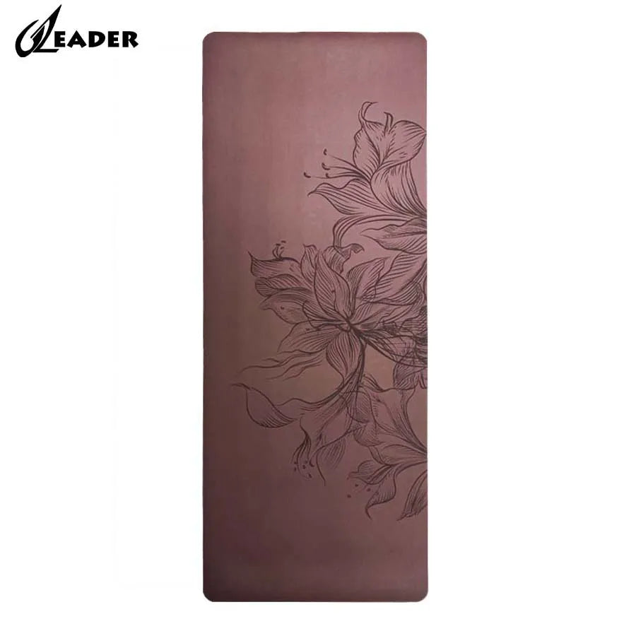 Anti Slip Gym Fitness Logo 210x70 Cm Pu Natural Rubber 1Mm Yoga Mat Laser Engraved REACH Certified Custom Logo