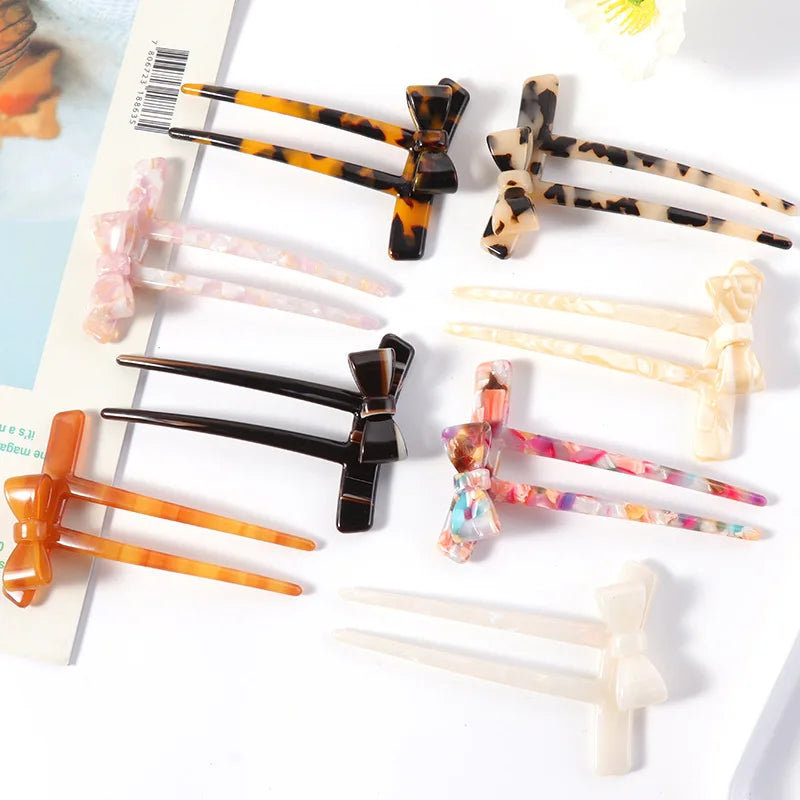 Wholesale Custom Retro Flower Rose Chopsticks Sticks Leopard Hair Fork Clips for Long Hair