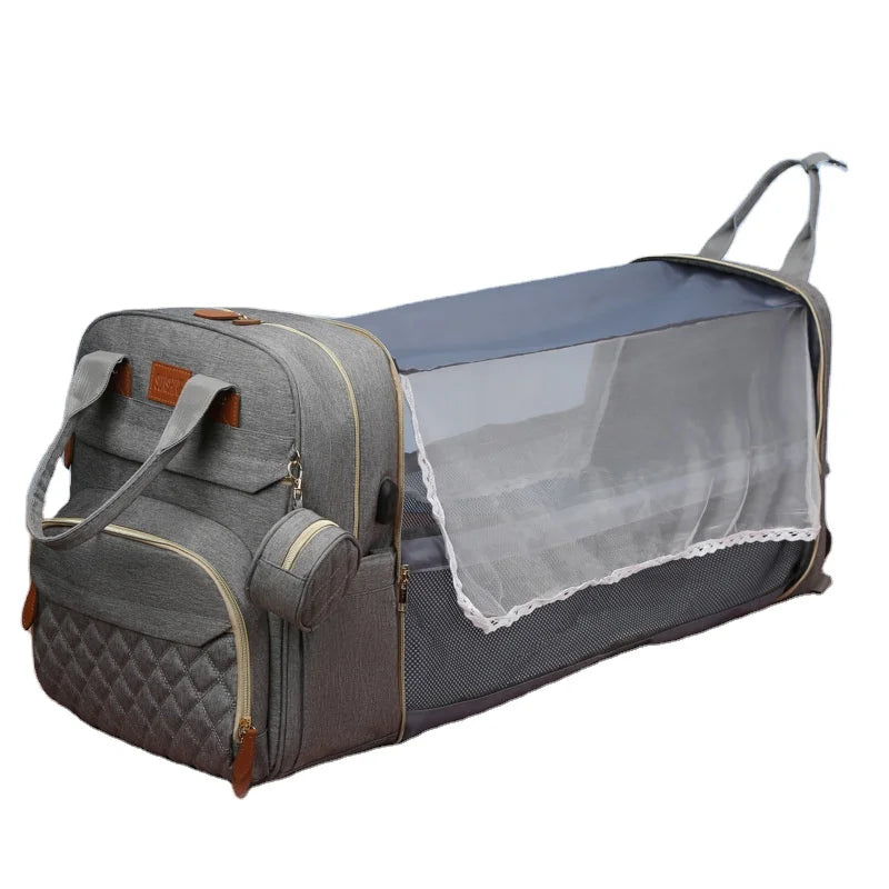 Large Capacity 900D Waterproof Portable Travel Crib with Changing Station Diaper Bags Backpack