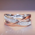 Fashionable Simple and Personalized X-shaped Dual Color Women's Zircon Copper Ring