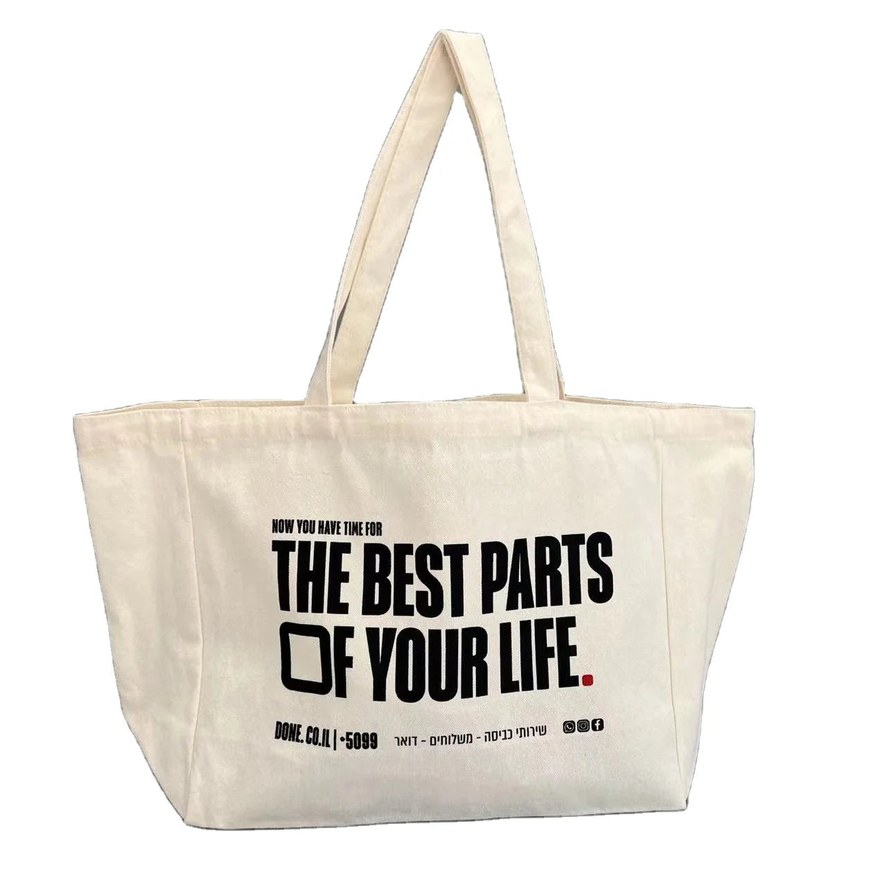Wholesale Factory Directly Full Cotton Canvas Shopping Tote Cream Beige Bag logo Accepted Low MOQ