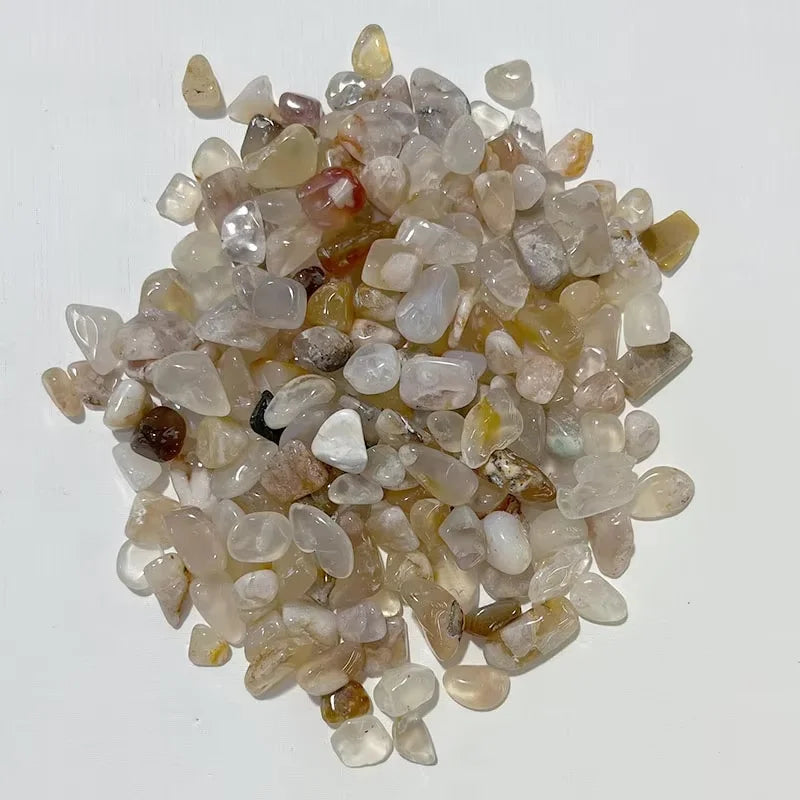 Natural 3-5mm Polished Cherry Blossom Agate Gravel Healing Crystals Chips for Home Decoration Crystal Decorations