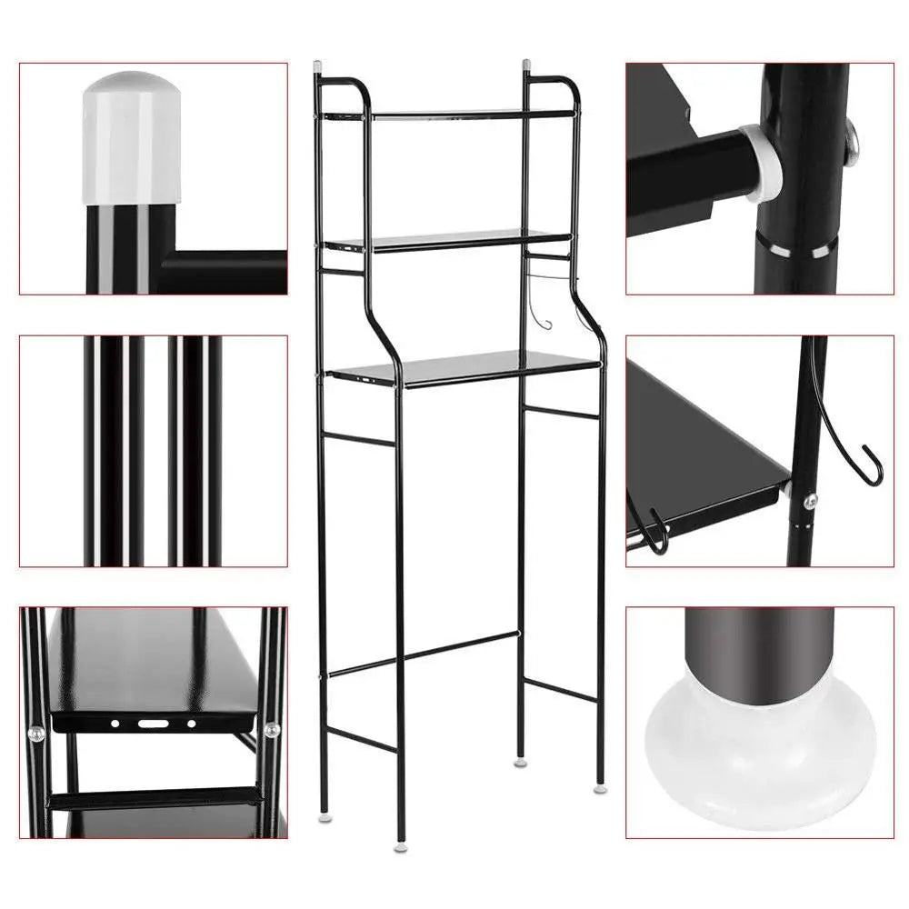 3-Shelf Space-Saving Metal Toilet Rack Bathroom Shelving Unit for Over-Toilet Storage for Bedroom Living Room or Laundry Use