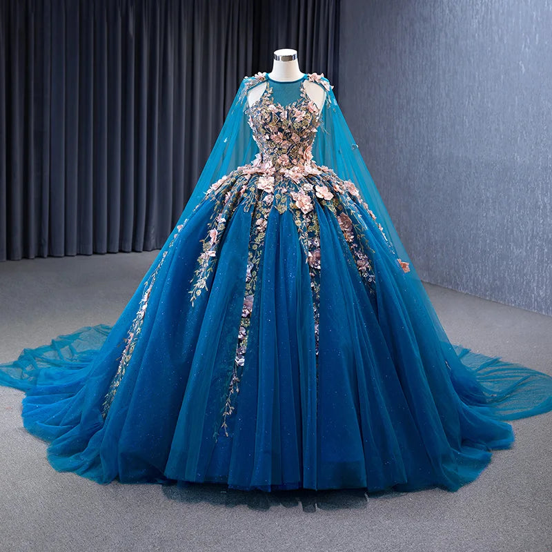Rsm231053 New Style Women'S Banquet Long A-Line Shawl Applique Applique Evening Dress Party Dress